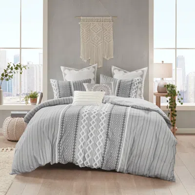 Ashley Hills Cotton Printed King/california King Duvet Cover Set In White