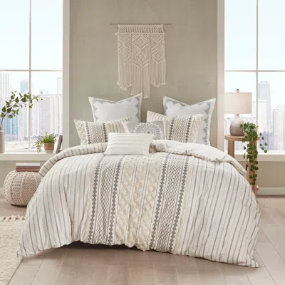 Ashley Hills Cotton Printed King/california King Duvet Cover Set In White