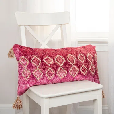 Ashley Home Accents Bohemian Velvet Throw Pillow In Pink