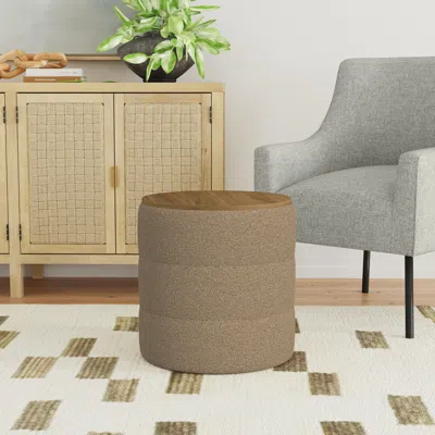 Ashley Homepop Channeled Storage Ottoman With Wood Top In Brown