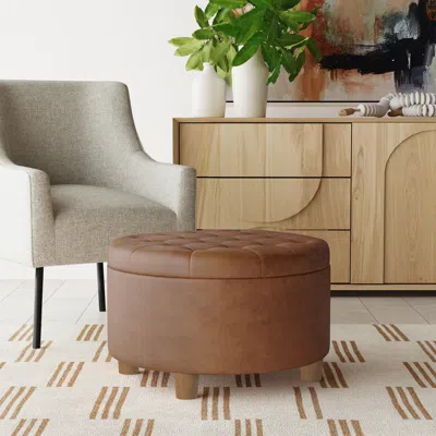 Ashley Homepop Ottoman With Storage In Brown
