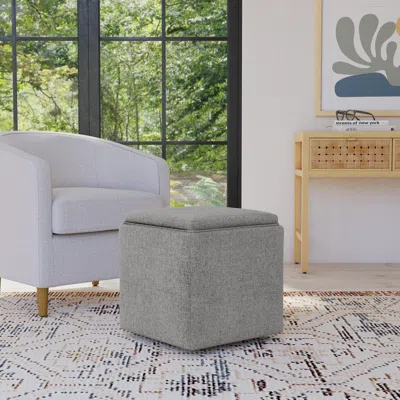 Ashley Homepop Storage Ottoman With Tray Top In Gray