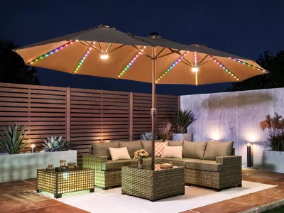Ashley Homlux 14.5' Outdoor Umbrella In Tan