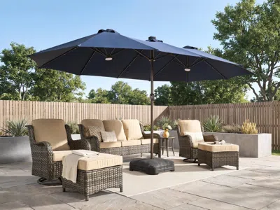 Ashley Homlux Premium 14.5' Outdoor Umbrella In Dark Blue