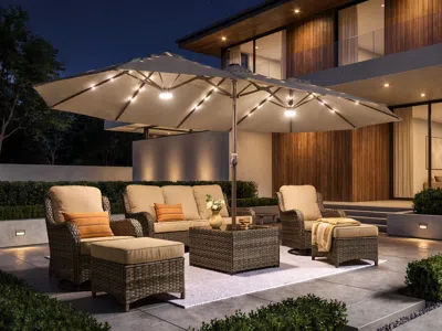 Ashley Homlux Premium 14.5' Outdoor Umbrella In Gray