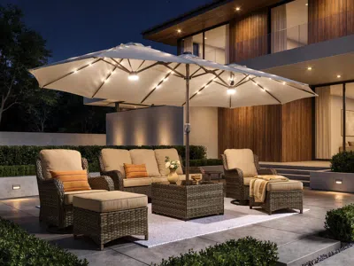 Ashley Homlux Premium 14.5' Outdoor Umbrella In White