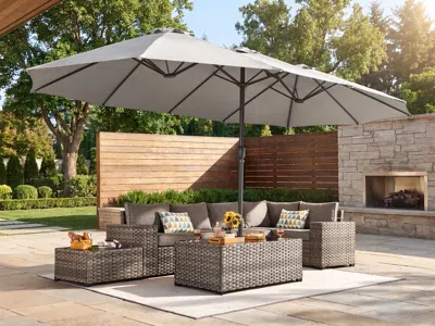 Ashley Homlux Solid 14.5' Outdoor Umbrella In Gray