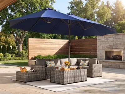 Ashley Homlux Solid 14.5' Outdoor Umbrella In Royal Blue