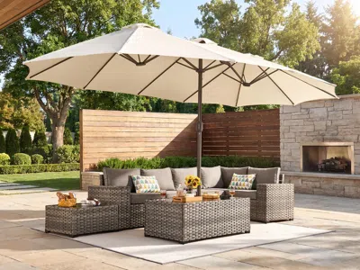 Ashley Homlux Solid 14.5' Outdoor Umbrella In White