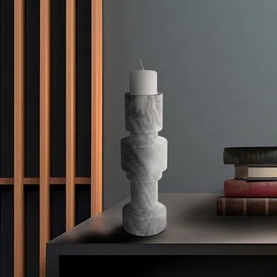Ashley Howard Elliott The Modern Clarinda Candle Holder In Gray