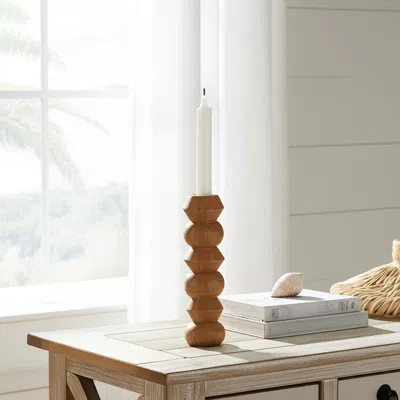 Ashley Howard Elliott Timber Candle Holder In Brown