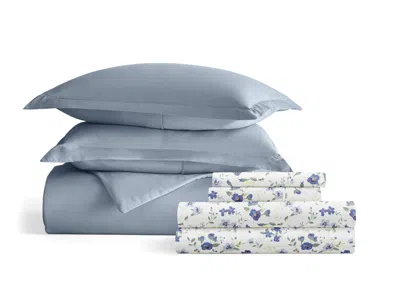 Ashley Ienjoy Home Blossoms 6 Piece Twin Duvet Set In Blue