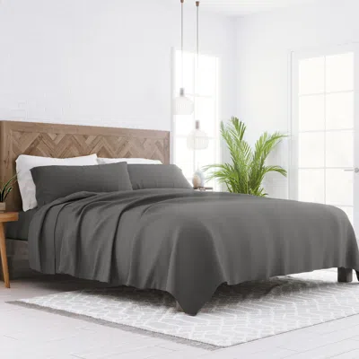 Ashley Ienjoy Home Checkered Embossed Full Sheet Set In Gray