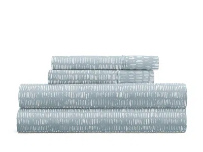 Ashley Ienjoy Home Dashed Lines 4 Piece California King Sheet Set In Blue