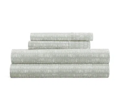 Ashley Ienjoy Home Dashed Lines 4 Piece Twin Sheet Set In Green