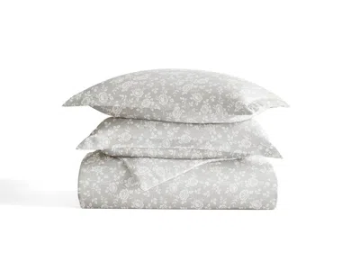 Ashley Ienjoy Home Rose Patterned King/california King Duvet Set In Gray