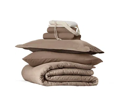 Ashley Ienjoy Home Solid 8 Piece Twin Xl Comforter Set In Brown