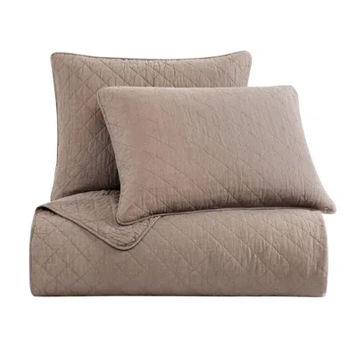 Ashley Indigo Hill 3-piece King Comfort Quilt Set In Brown