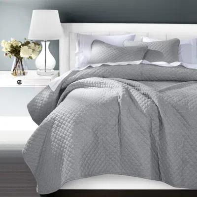 Ashley Indigo Hill Anna Diamond 1-piece Full/queen Quilted Coverlet In Gray