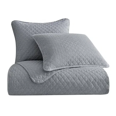 Ashley Indigo Hill Anna Diamond 3-piece Twin Quilted Coverlet Set In Gray