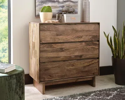 Ashley Isanti 3 Drawer Chest Of Drawers In Brown