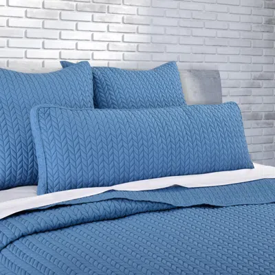 Ashley J. Queen Bold Cayman Quilted Bolster Decorative Throw Pillow In Blue