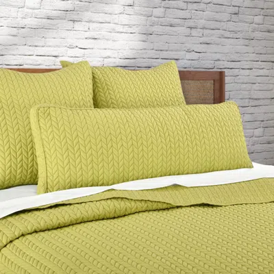 Ashley J. Queen Bold Cayman Quilted Bolster Decorative Throw Pillow In Green