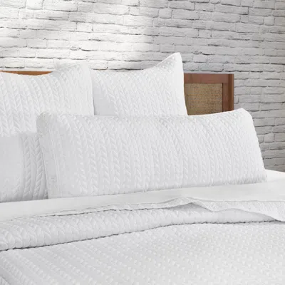 Ashley J. Queen Bold Cayman Quilted Bolster Decorative Throw Pillow In White