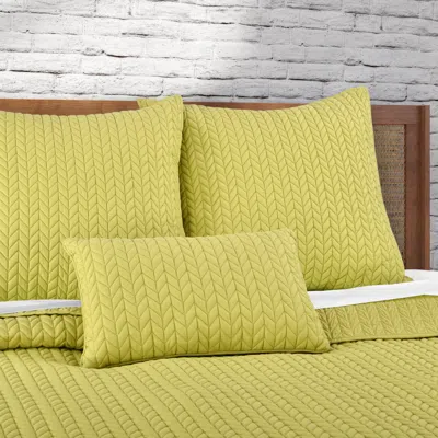 Ashley J. Queen Bold Cayman Quilted Boudoir Decorative Throw Pillow In Green