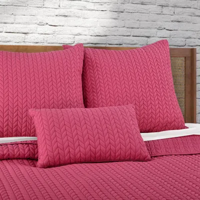 Ashley J. Queen Bold Cayman Quilted Boudoir Decorative Throw Pillow In Pink