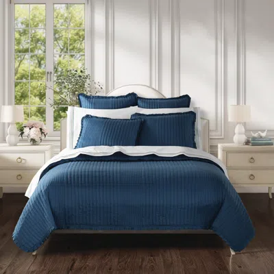 Ashley J. Queen Cottage Meadow 20" Square Decorative Throw Pillow In Blue