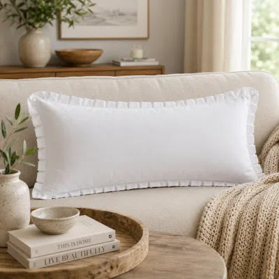 Ashley J. Queen Cottage Solid Decorative Throw Pillow In White