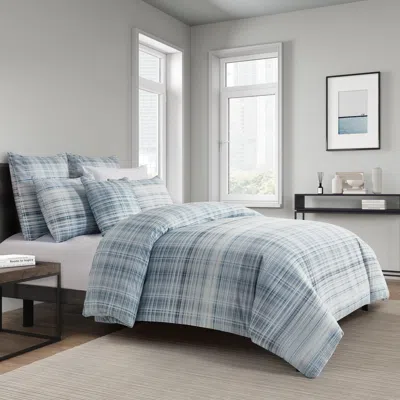 Ashley J. Queen Modern Pascal 3 Piece Full/queen Duvet Cover Set In Blue