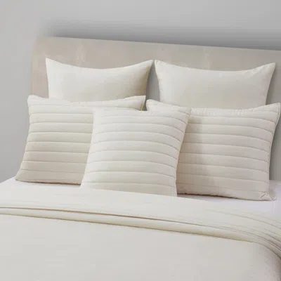 Ashley J. Queen Modern Valencia 20" Square Quilted Decorative Throw Pillow In White