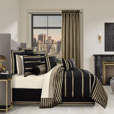 Ashley J. Queen New York Calvari California King 4 Piece Comforter Set In Black