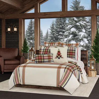 Ashley J. Queen New York Christopher Plaid King/cal King Duvet Cover 3pc. Set In Red