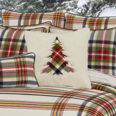 Ashley J. Queen New York Christopher Plaid Square Embellished Decorative Throw Pillow In Multi