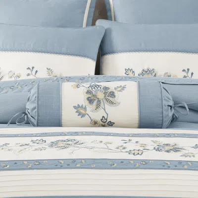 Ashley J. Queen New York Garden Bloom Neckroll Pillow In Blue