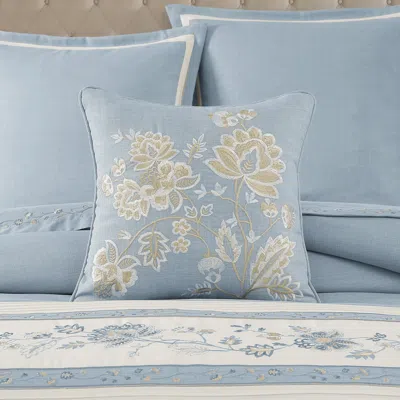 Ashley J. Queen New York Garden Bloom Throw Pillow In Blue
