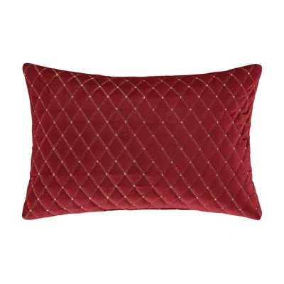 Ashley J. Queen New York Grandeur Crimson Quilted Boudoir Decorative Throw Pillow In Red