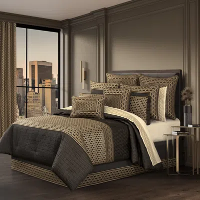 Ashley J. Queen New York Metropolitan 4-piece California King Comforter Set With Bed Skirt In Brown