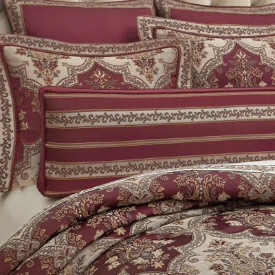 Ashley J. Queen New York Phyllis Bolster Decorative Throw Pillow In Burgundy