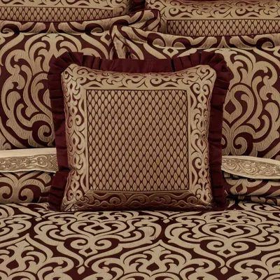 Ashley J. Queen New York Renzo 20" Embellished Decorative Throw Pillow In Red