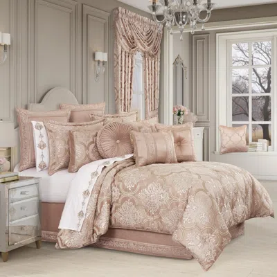 Ashley J. Queen New York Rosewater California King 4 Piece Comforter Set In Pink