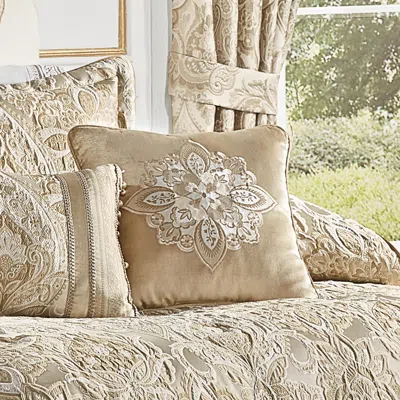 Ashley J. Queen New York Sandstone 18" Square Embellished Decorative Throw Pillow