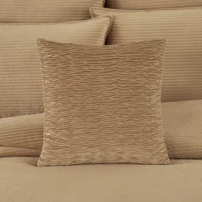 Ashley J. Queen New York Townsend Ripple Pillow 20" Square Decorative Throw Cover In Gold