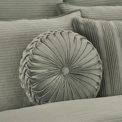 Ashley J. Queen New York Townsend Tufted Round Decorative Throw Pillow In Gray