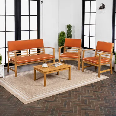 Ashley Jonathan Y Barclay Outdoor Sofa And 2 Chairs With Coffee Table In Brown