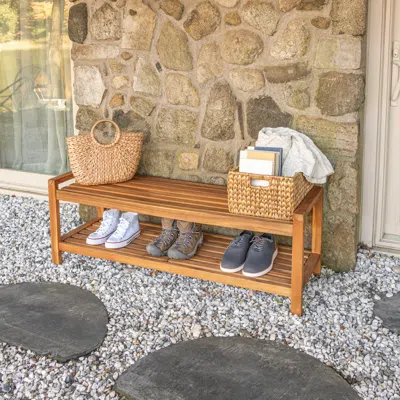 Ashley Jonathan Y Blane Outdoor Bench In Brown