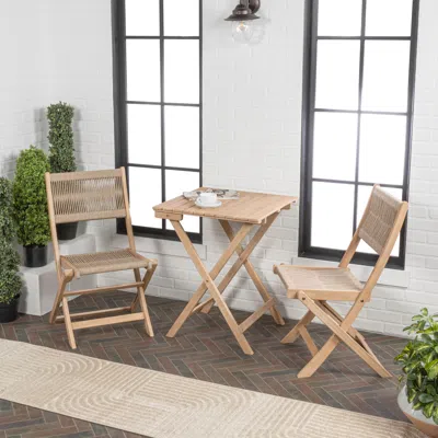 Ashley Jonathan Y Javea Outdoor Folding Bistro Table And 2 Chairs In Brown
